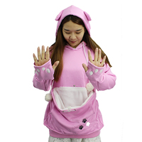 Cat Lovers With Cat Cuddle Pouch Kangaroo Pet Hoodies Kangaroo Ears Sweatshirt - Thumbnail 1