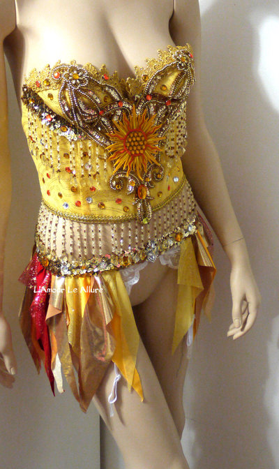 Sun Rave Crop Top and Garter Belt Dance Halloween Costume Bra