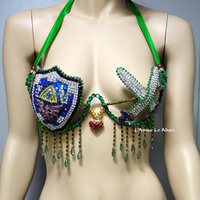 Legend Of Zelda Link Samba Bra Cosplay Dance Costume Rave Bra Rave Wear Halloween Burlesque Show Girl - Thumbnail 3