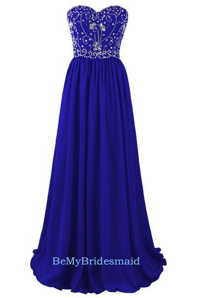 Sparkle Blue Sweetheart New Style Prom Dresses, Blue Formal Gowns, Party Dresses