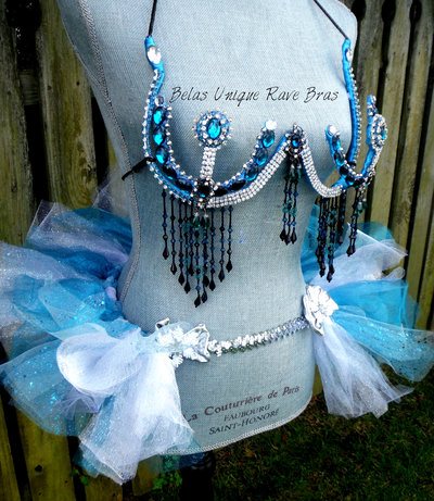 Elsa samba Costume Cosplay Dance Costume Rave Bra Rave Wear Halloween Burlesque Show Girl