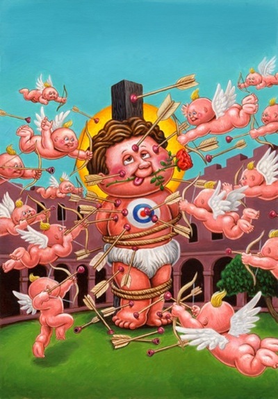 #161 Lovestruck CHUCK / Lovesick NICK Final Art - Garbage Pail Kids BNS3