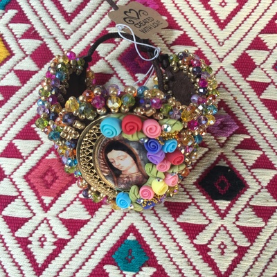 Handmade  crystals virgen de guadalupe bracelet