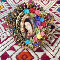 HANDMADE  CRYSTALS VIRGEN DE GUADALUPE BRACELET - Thumbnail 1