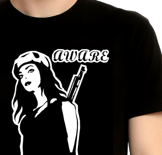 AWARE - Outlined - Black T - by Psychological Industries