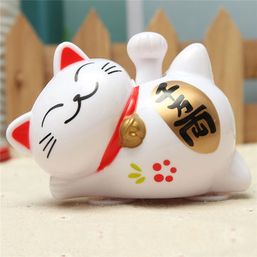 Solar Powered 9CM Maneki Neko Welcome Luck Beckoning Fortune Cat! (Sleeping Buddha pose)