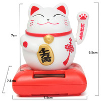 Solar Powered 9CM Maneki Neko Welcome Luck Beckoning Fortune Cat! (Sleeping Buddha pose) - Thumbnail 3