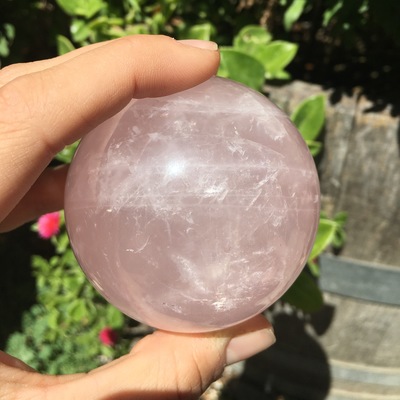 Rose quartz crystal sphere