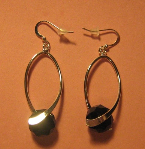 Jet Black Crystal Dangle Earrings