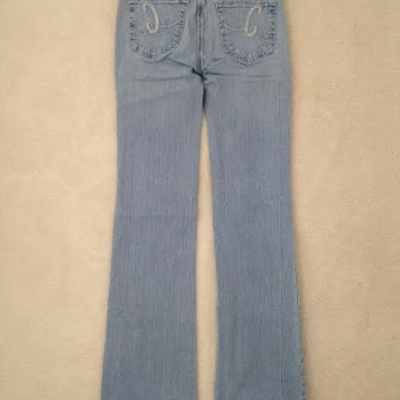 Flared light wash denim jeans