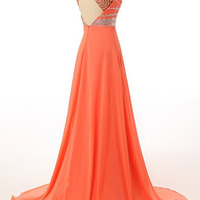 Charming Orange Long Beaded Prom Dress, New Style Evening Dresses, Party Dresses - Thumbnail 1