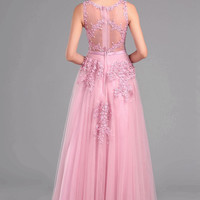 Elegant Pink Evening Gown - Thumbnail 1
