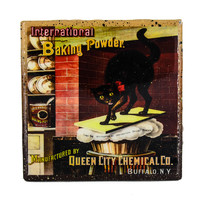 Handmade Coaster Vintage Advertising - Black Cat Baking Powder - Handmade Recycled Tile Coaster