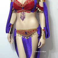 Esmeralda Red Gypsy Costume Cosplay Dance Rave Bra Halloween Burlesque Show Girl - Thumbnail 1