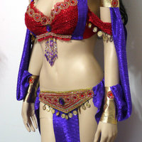 Esmeralda Red Gypsy Costume Cosplay Dance Rave Bra Halloween Burlesque Show Girl - Thumbnail 4