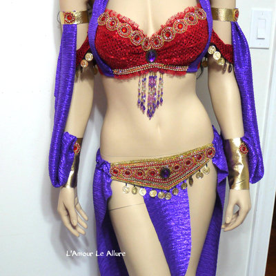 Esmeralda red gypsy costume cosplay dance rave bra halloween burlesque show girl