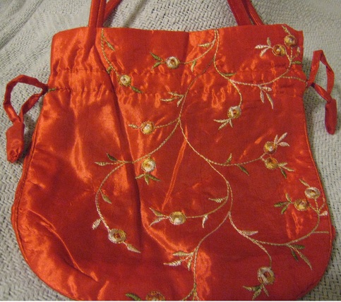 Red Embroidery Handbag