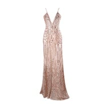 See Through Gold Sequin Evening Gown