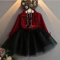 Black/Red Plaid Dress - Thumbnail 1