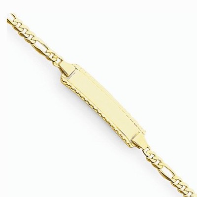 14k 6in engraveable figaro link baby/child id bracelet