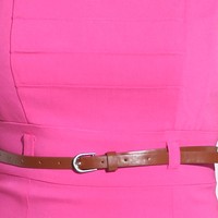  Pleat Front Pencil Dress - Pink - Thumbnail 3