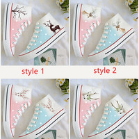 High-top canvas shoes hand-painted snowflake elk - Thumbnail 1