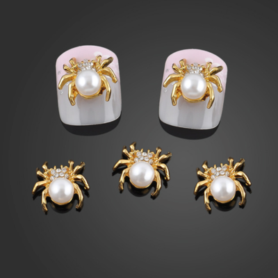 Pearl spider w/ gems- gold
