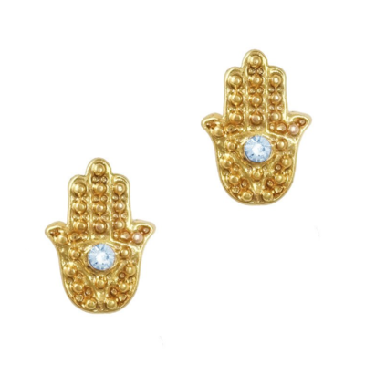 Evil eye hamsa w/ gem- gold - Thumbnail 5