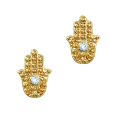 Evil Eye Hamsa w/ Gem- Gold