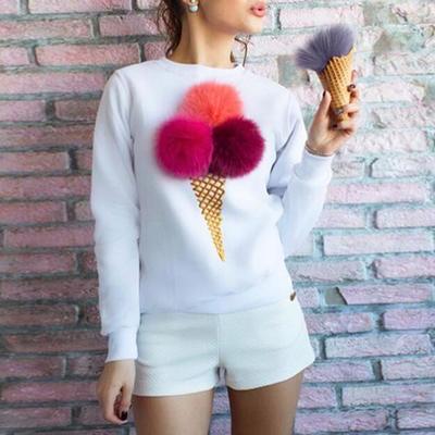 Cute 3d fur ice cream sweatshirt - Thumbnail 5