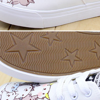 Harajuku cute cat hand-painted shoes - Thumbnail 4