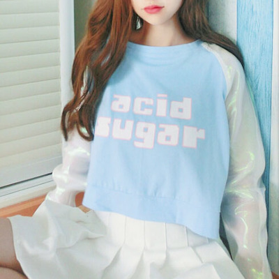 Acid sugar baby long sleeved tee ( baby blue / pink )