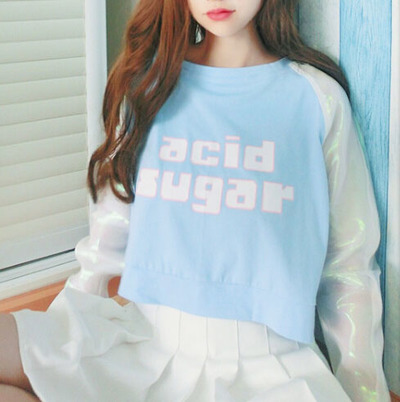 ACID SUGAR BABY LONG SLEEVED TEE ( BABY BLUE / PINK )