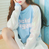 ACID SUGAR BABY LONG SLEEVED TEE ( BABY BLUE / PINK ) - Thumbnail 1