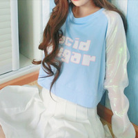 ACID SUGAR BABY LONG SLEEVED TEE ( BABY BLUE / PINK ) - Thumbnail 2