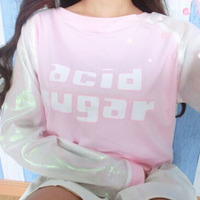 ACID SUGAR BABY LONG SLEEVED TEE ( BABY BLUE / PINK ) - Thumbnail 3