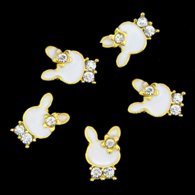Rabbit with gems- white/gold - Thumbnail 5