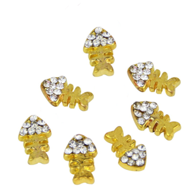 Fish bones w/ gems- gold - Thumbnail 5