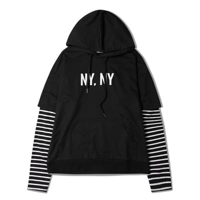 Free shipping-ny ny hoodie ( black / white ) - Thumbnail 5
