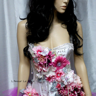 Berry pink fairy corset dance costume rave bra halloween burlesque show girl