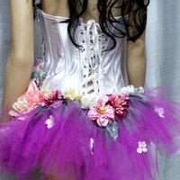 Berry Pink Fairy Corset Dance Costume Rave Bra Halloween Burlesque Show Girl - Thumbnail 2