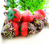 Chocolate covered sprinkled strawberry squishy cell phone charm - Thumbnail 2