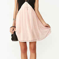 Deep V Neck Chiffon Dress - Thumbnail 1