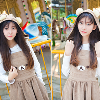 Cute cartoon bear hooded braces skirt - Thumbnail 3