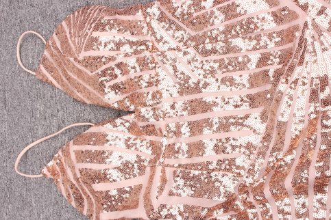 Gold Geometric Sequined Bodycon Midi Dress