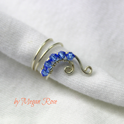 Ear cuff with sapphire swarovski crystals