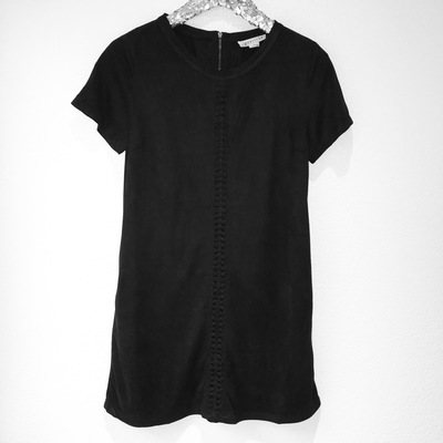 Black suede shift dress w/pockets - Thumbnail 1