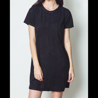 Black Suede Shift Dress w/Pockets - Thumbnail 1