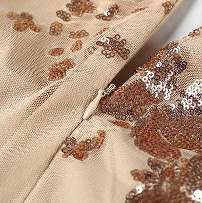 Gold Sequined Elegant Bodycon Nippon Changeable Straps Dress