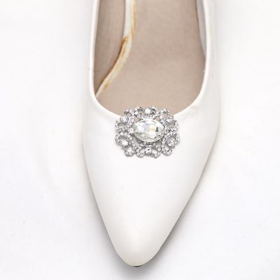Victorian style rhinestone crystal wedding bridal shoe clips pair
